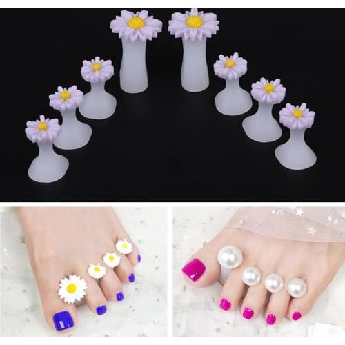 8pcs/Lot Soft Silicone Toe Separator Foot Finger Divider Form Manicure Pedicure Care Nail Art Tool Flower Holder Accessory