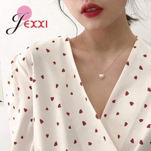 925 Sterling Silver Cute Heart Pendant Necklace For Women Girls Wedding Engagement Trendy Jewelry Valentines Day Gift