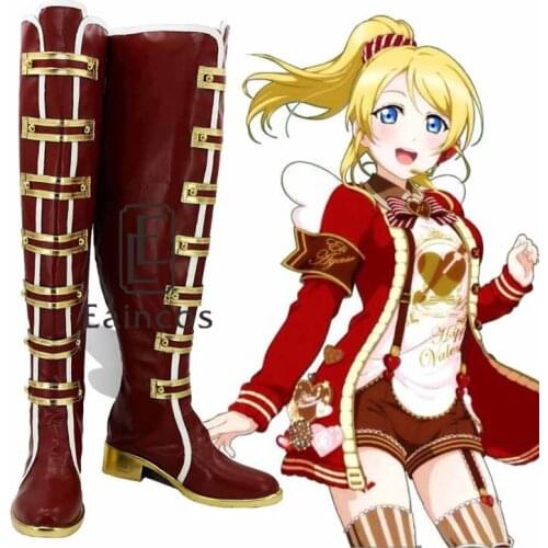 Anime Love Live! Valentines Day Awaken Red High Boots Cosplay Halloween Christmas Party Shoes Custom Made