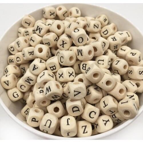 200pcs/lot Wooden Letter Ball Food Grade Teether wooden beads Decorative Fitting DIY Accessory For Necklace/Bracelet DIY Crafts