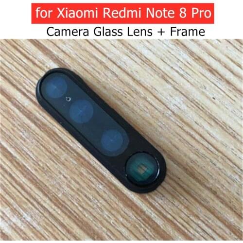 For Xiaomi Redmi Note 8 Pro Back Rear Camera Glass Lens with Frame Holder with 3M Glue Replacement Repair Spare Parts