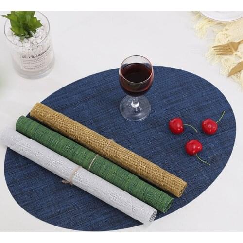 European Style PVC Placemats Restaurant Hotel Solid Color Non-slip Insulation Western Placemat Oval Teslin Table Mat Home Decor
