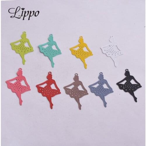 50pcs AC9383 28mm*39mm Cute Dancing girl Charms Ballet Girls Pendants Metal Brass Jewelry findings