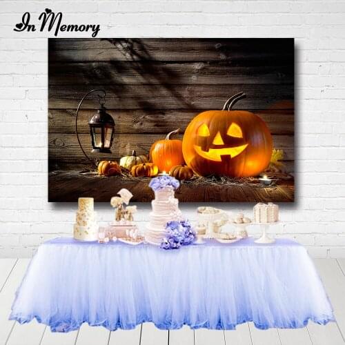 InMemory Custom Retro Wood Halloween Day Backdrops For Photo Studio Black Pumpkin Lantern Photography Backgrounds