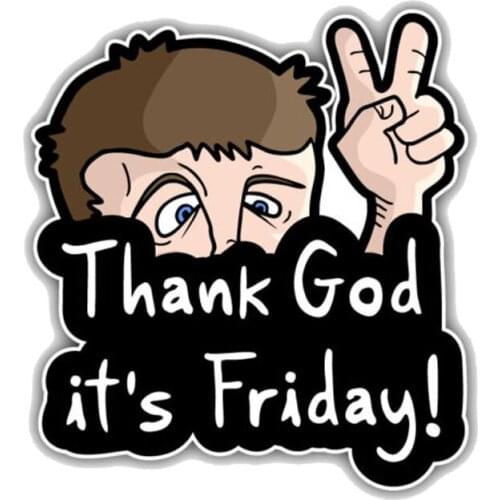 Interesting Creative Motorcycle Car Sticker Fashion Words Thank God Its Friday Accessories Cover Scratch Decal PVC,12cm*11cm