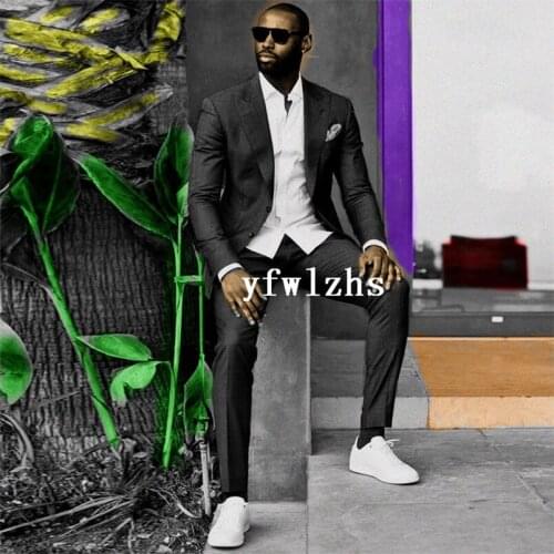 Handsome Two Buttons Groomsmen Peak Lapel Groom Tuxedos Mens Wedding Dress Man Blazer Prom Dinner (Jacket+Pants+Tie) A213