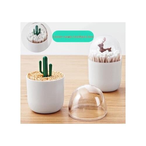 Creative Animal Tree Toothpicks Holder Cotton Swab Box Cotton Bud Holder Case Home Table Decor Plastic Storage Box Organizer