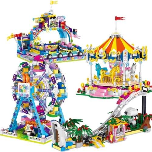 Creator Amusement Park Active playing House Assembly Building Blocks City Car Park Bricks Toys For Girl Children Birthday Gifts