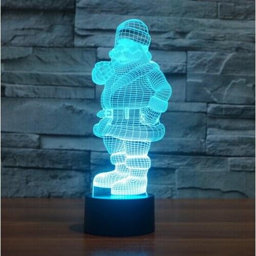 Hot NEW 7color changing 3D Bulbing Light Santa Claus visual illusion LED lamp creative action figure toy Father Christmas gift