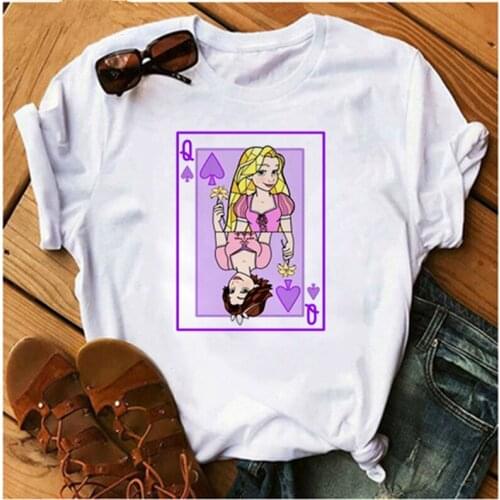 LINNA Lady Letter Harajuku Print T-shirt Funny Queen Funny Cartoon Print T-shirt