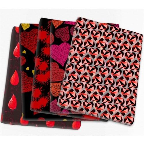 Patchwork Heart Blood Polyester Cotton Fabric for Tissue Sewing Quilting Fabrics Needlework Material DIY Handmade,c14305
