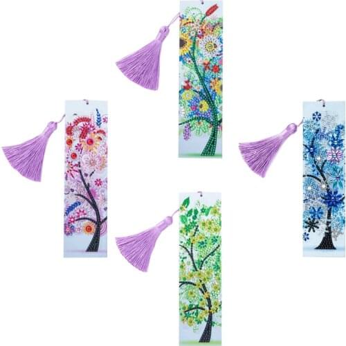 DIY Bookmark 5D Diamond Painting Kits Crystal Rhinestone Embroidery with Tassel Cross Stitch Arts Craft for Birthday Gift