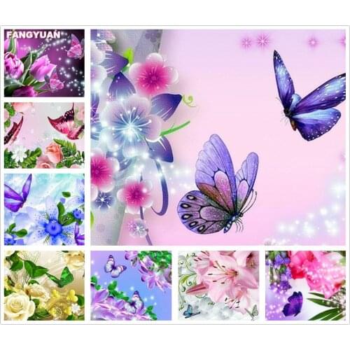 Full Square Round Drill Diamond Painting Butterfly Flower Diamond Embroidery Cross Stitch Kits Rhinestone Mosaic Art Home Decor