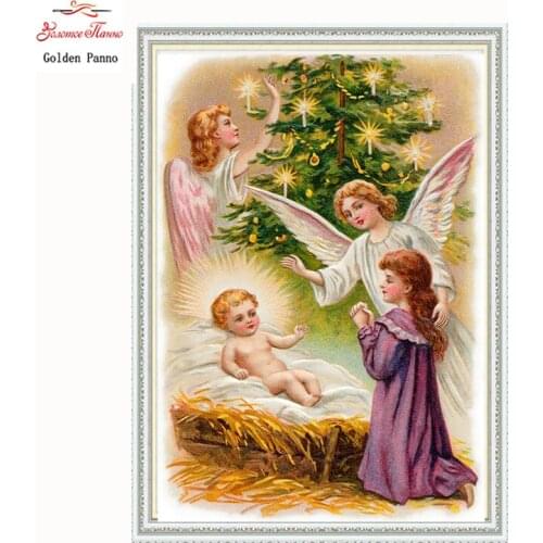 Golden Panno Needlework DIY DMC Cross stitch Sets For Embroidery kits Precise unprinted religion Patterns Counted Cross-stitch08