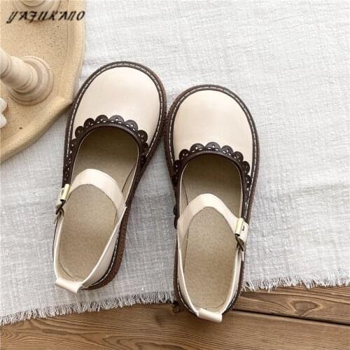 Mori Literary Original Thick-Sole Lace Big Head Doll Shoes College Style Cute Mary Jane Single Shoes Japanese Retro Casual Shoes