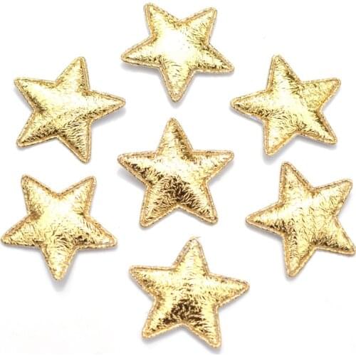 100Pcs 25mm Gold and Silver Cloth Gold Star Applique Cloth Pads Patches for DIY Craft/Clothes/Hairpin/Wedding Decoration K53