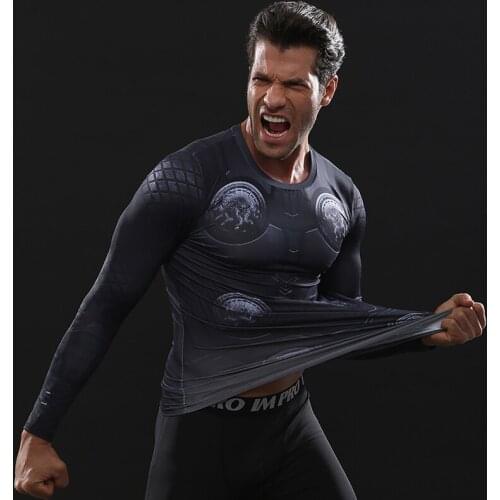S-4XL Compression Shirt 3D Printed T shirts Men Comics Cosplay Costume Clothing Fitness Sports Long Sleeve Tops Male