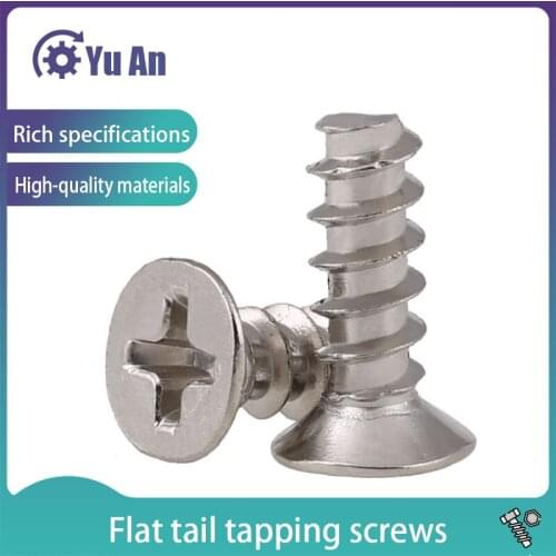 Cross Recessed Countersunk Flat Head Flat Tail Self Tapping Screw KB Stainless Steel Philips Flat Tail Tapping Screw 50Pcs