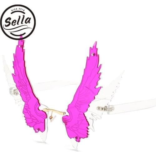 SHAUNA New Fashion Irregular Exaggeration Big Wing Shaped Sun Glasses INS Trending Doule Lens Street Style Glasses Eyewear