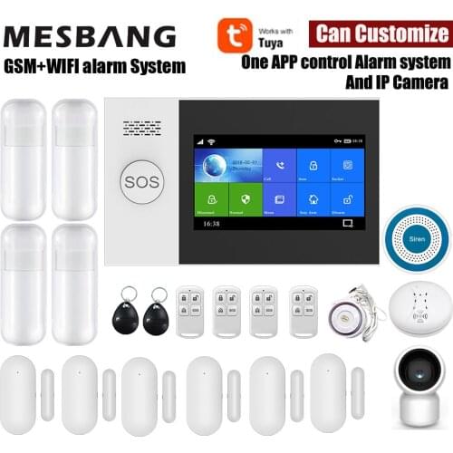 WIFI GSM Home Wireless Security Burglar Alarm System Kits 4.3 Inch Monitor 433MHZ Motion Sensor Tuya APP IP Camera 10 Languages