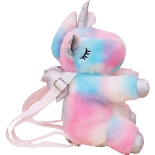 Unicorn bag plush bag female messenger bag new cute unicorn plush toy bag multi-purpose backpack0016