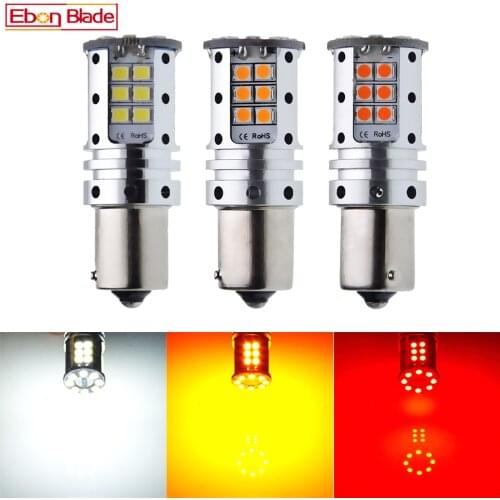 2Pcs 1156 BA15S Car LED Bulb Canbus P21W 7506 3030 White Amber Yellow Red Auto Brake Reverse Light Turn Signal DRL Lamp 12V DC