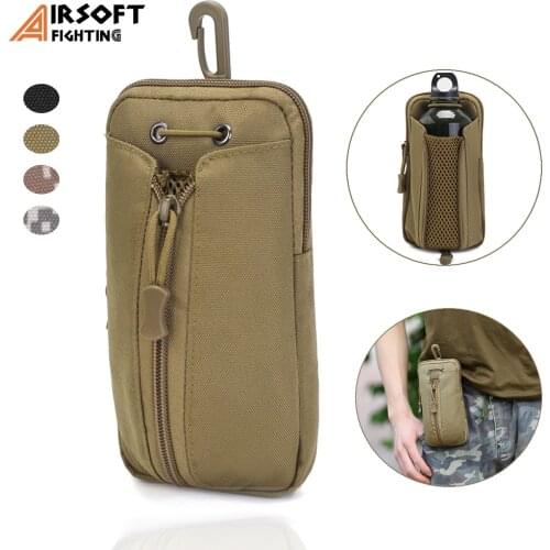 Tactical Molle Phone Pouch Water Bottle Holder Outdoor Utility EDC Bag Waist Pack Kettle Pouch Hunting Tool Holster Carrier