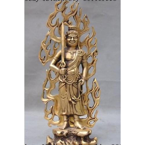 Tibet temple Brass Aryaacalanatha Acalanatha Fudo-Myoo Bodhisattva Buddha Statue