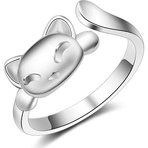 925 Sterling Silver Fashion Lovely Cat Design Adjustable Size Rings for Women Jewelry Christmas Gift New Hot Sell Wholesale