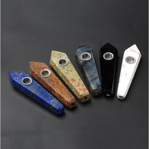 1pc natural fluorite purple crystal quartz tube crystal lapis lazuli crystal pipe brush