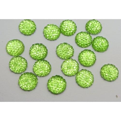 100 Soft Green Acrylic Round Flatback Dotted Rhinestone Beads 10mm(3/8")