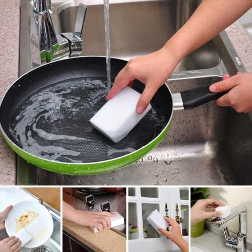 100 Pieces Of White Sponge Kitchen Accessories Kitchen Sponge Eraser Non-scratch Dishwashing Sponge Household Cleaning Tool