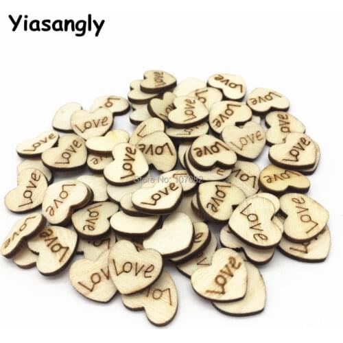 1000pcs 15mm Love Heart Wood Embellishments Wedding DIY Crafts Toppers Natural Chips Cardmaking Scrapbook Confetti