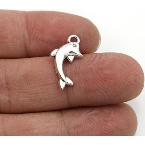 30pcs Antique Silver Plated Dolphin Charms Pendants for Jewelry Making Bracelet DIY Accessories 20x12mm