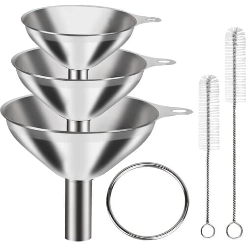 6PCS Mini Small Mouth Funnel Stainless Steel Filling Hip Flask Beer Liquid Oil Kitchen Gadget Spice Wine Flask Filter Funnel