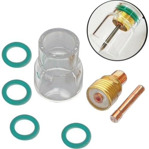 7PCS TIG Welding Torch Stubby Gas Lens #12 Glass Cup Kit For WP-17 WP-18 WP-26 Copper Glass And Plastic Durable