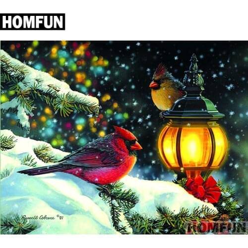 HOMFUN Full Square/Round Drill 5D DIY Diamond Painting "bird street lamp" Embroidery Cross Stitch 5D Home Decor Gift A01305