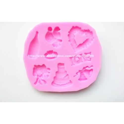 Free Shipping Bird & Heart Shaped Silicone Mold Cake Decoration Fondant Cake 3D Food Grade Silicone Mould 044