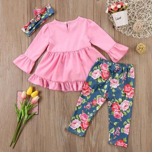 Free shipping Toddler Kids Baby Girls Flower Top Blouse Pants Leggings Outfits Set Clothes
