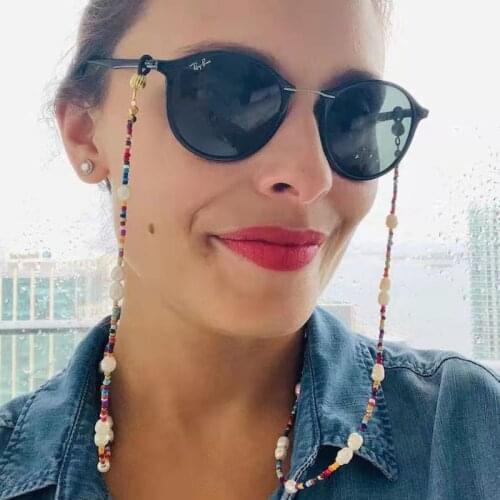 Bohemian natural pearl color beads mens and womens fashion chain mask glasses hanging chain star the same style trend cool