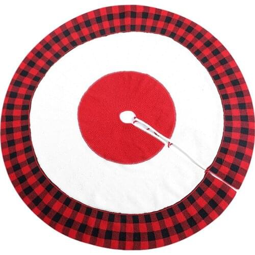 Large Round Knit Christmas Tree Skirt Tartan Stocking Holiday Christmas Tree Home Party Festive New Year Decorations