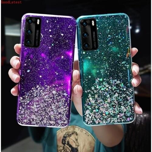 For Huawei Mate 40 P30 P40 Honor 9 9X 9S 9C 9A 10 10i 20 20S 30 30S Pro Nova 8 SE Glitter Clear Soft Silicone Phone Case Cover