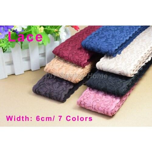 6cm width elastic lace sewing ribbon guipure lace trim or fabric warp knitting DIY Garment Accessories free shipping#3030