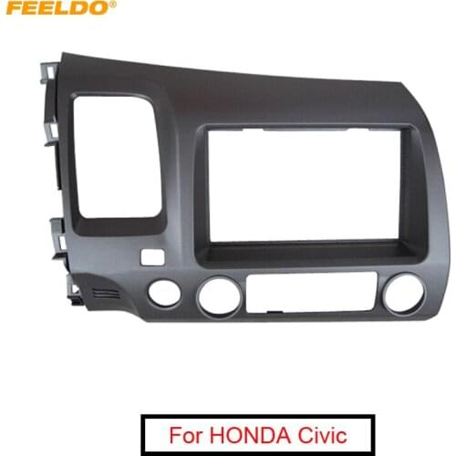FEELDO Car Stereo Panel 2Din Fascia Frame For HONDA Civic(LHD,with SRS hole)06-2011 Radio Dash Mounting Installation Trim Kit