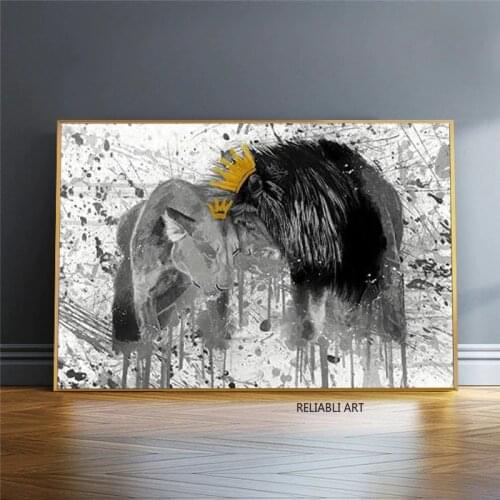 Poster Canvas Prints Crown Lion Wall Pictur Home Decor Animal Print Canvas Painting Aesthetic Cadre Deco Art Abstract Painting