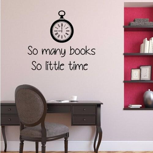 YOYOYU Art Home Decor SO Many Books So Little Time Wall Decal Vinyl Sticker Study Room Library Decoration Mural Poster WW-511