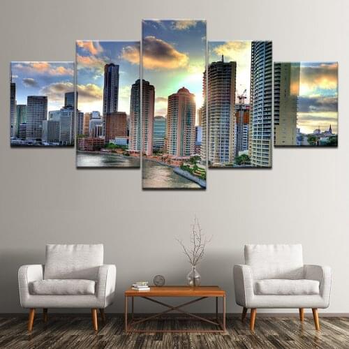 Canvas Painting Brisbane City views 5 Pieces Wall Art Painting Modular Wallpapers Poster Print for living room Home Decor