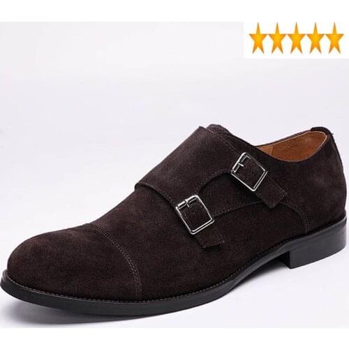Leather 2021 Genuine New Handmade Buckle Fashion Business Office Party Wedding Designer Men Monk Shoes British Dress Zapatos