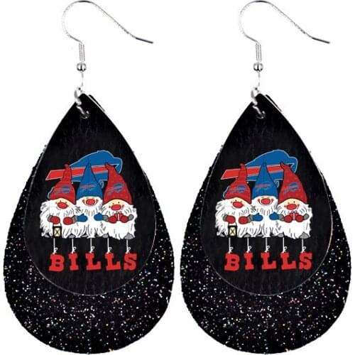 Diy Customize All Sports Team Logo Gift For Leather Earrings Gnomes Teardrop Earrings