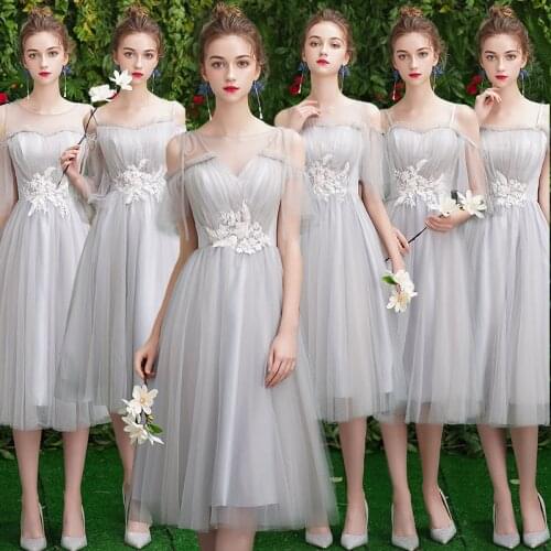 Luxury Bridesmaids Dresses Illusion O-Neck Embroidery Lace Tulle Off The Shoulder Beading Sequined Women Wedding Party Gown E074